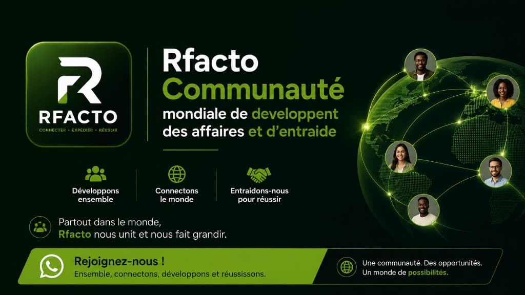Bannière Rfacto Communauté : rejoindre le réseau mondial d'entraide et de développement des affaires